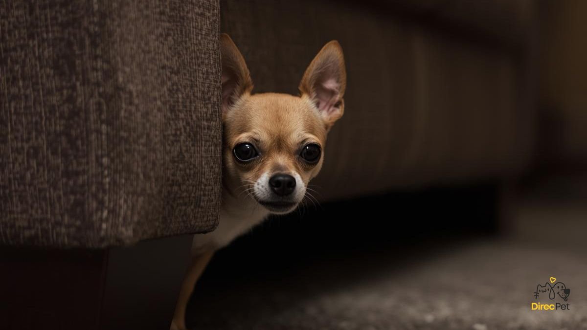 Cachorro-com-medo-se-escondendo-atras-do-sofa Por que o cachorro morde o dono? Causas reais e como agir com segurança