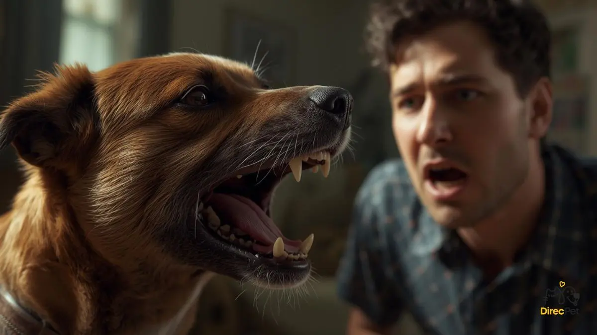 Cachorro-mostrando-os-dentes-para-o-dono-em-casa Por que o cachorro morde o dono? Causas reais e como agir com segurança