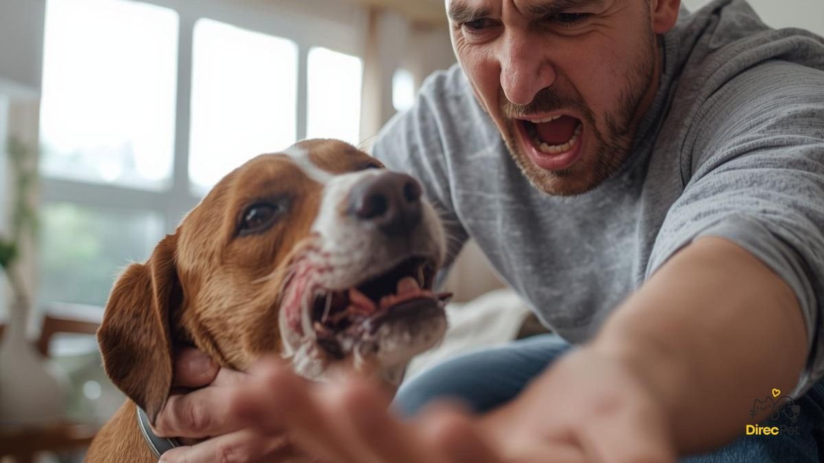 Tutor-afastando-a-mao-apos-ser-mordido-pelo-cachorro Por que o cachorro morde o dono? Causas reais e como agir com segurança