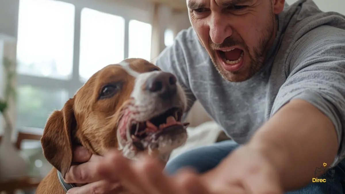 Tutor-afastando-a-mao-apos-ser-mordido-pelo-cachorro Por que o cachorro morde o dono? Causas reais e como agir com segurança