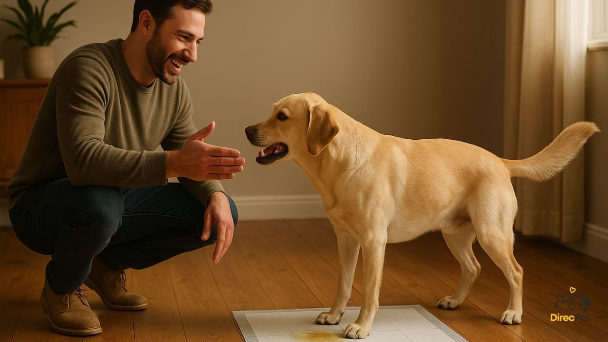 Tutor-elogiando-o-cachorro-por-fazer-xixi-no-lugar-certo-como-parte-da-manutencao-do-habito Como ensinar o cachorro a fazer xixi no lugar certo em 3 dias