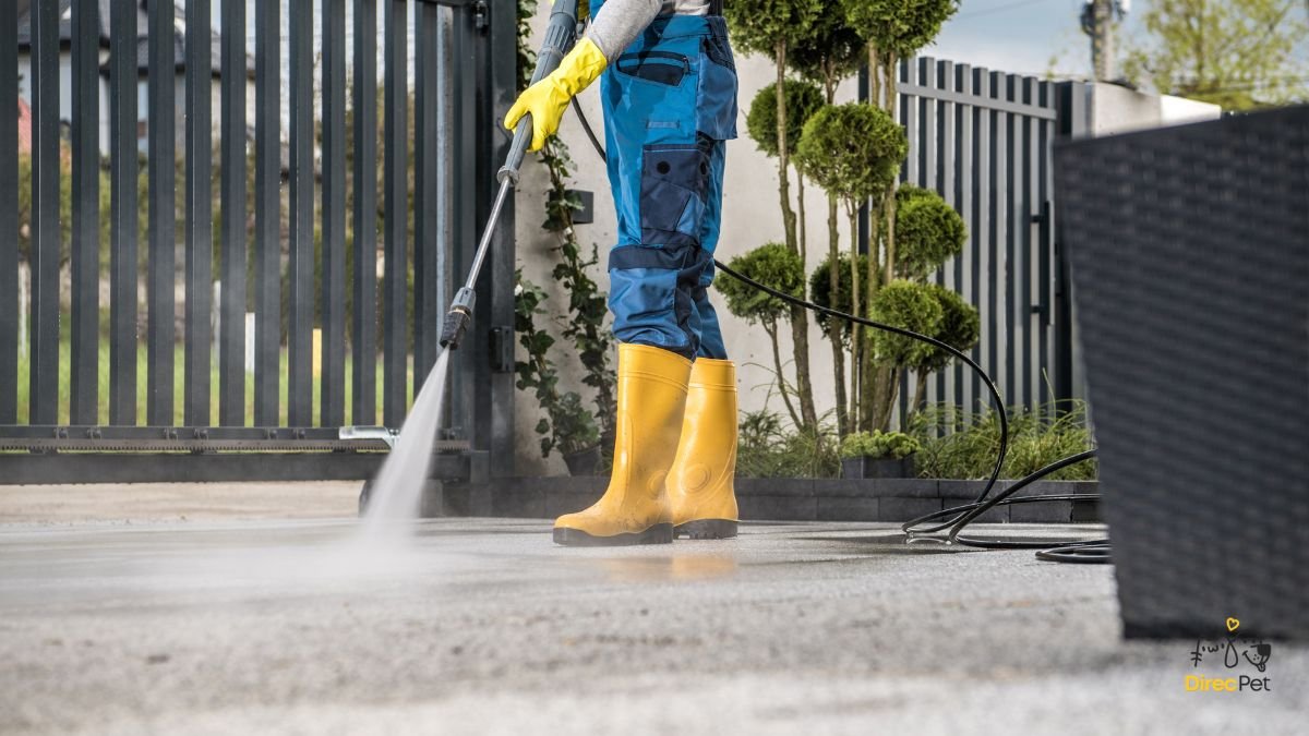 Tutor-limpando-o-quintal-e-higienizando-a-casinha-do-cachorro-para-eliminar-carrapatos Doença do carrapato: sintomas, tratamento e prevenção — guia completo para tutores