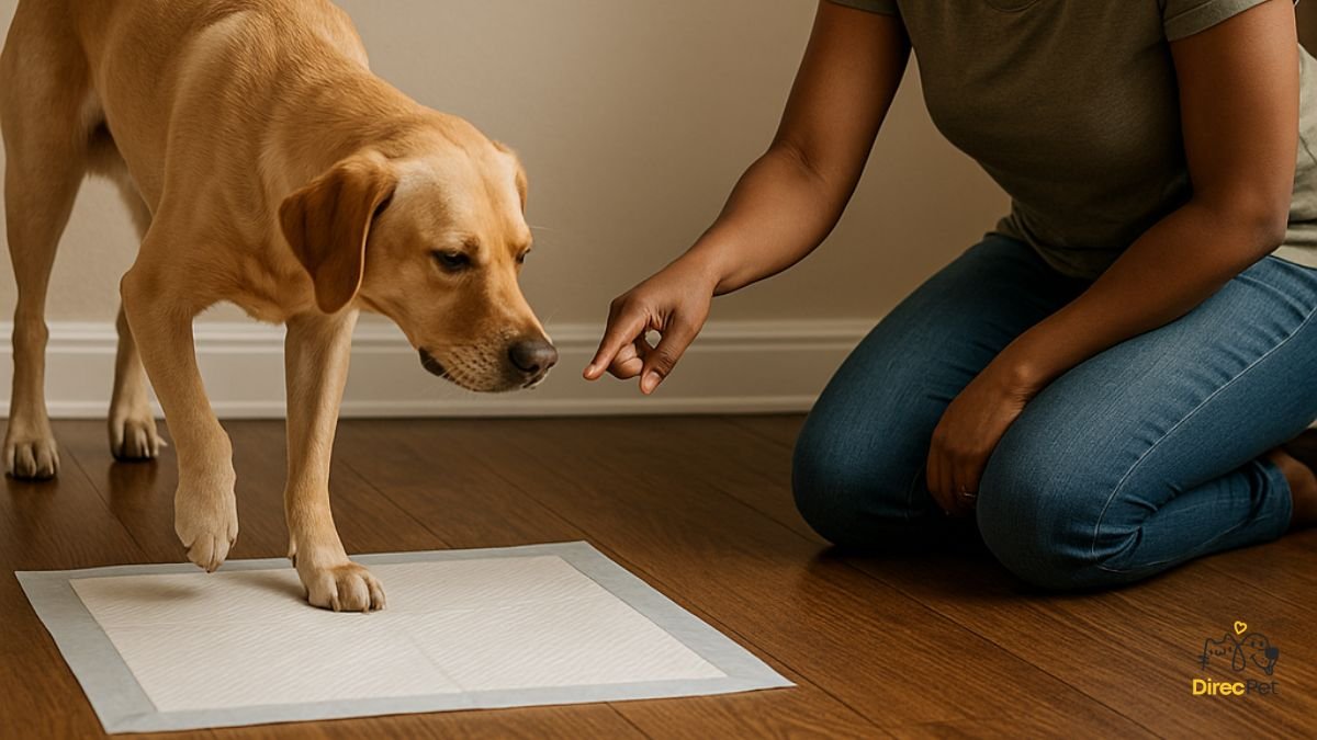Tutor-redirecionando-o-cachorro-com-calma-para-o-local-certo-sem-bronca Como ensinar o cachorro a fazer xixi no lugar certo em 3 dias