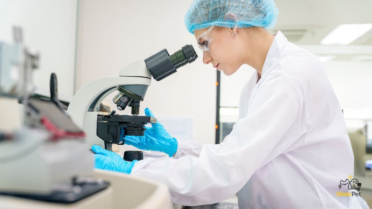 Veterinario-observando-lamina-no-microscopio-durante-diagnostico-de-doenca-do-carrapato Doença do carrapato: sintomas, tratamento e prevenção — guia completo para tutores