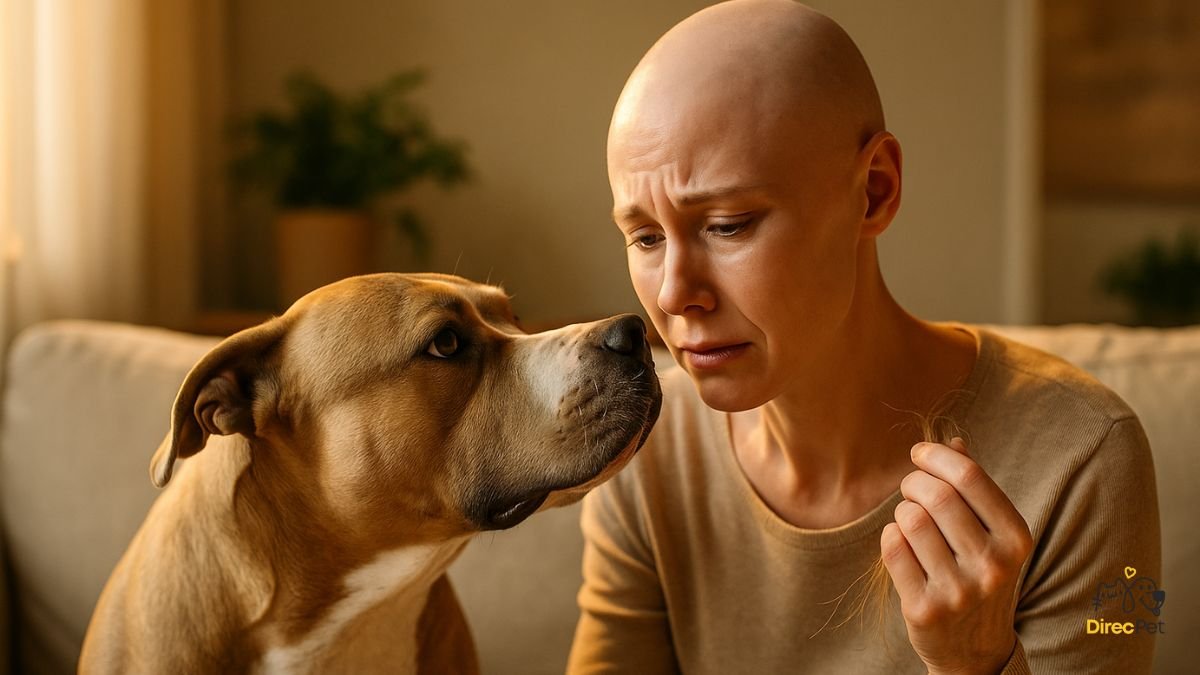Cachorro demonstrando empatia ao perceber sinais de doença em sua tutora, ilustrando a capacidade dos cães de detectar problemas de saúde como câncer.