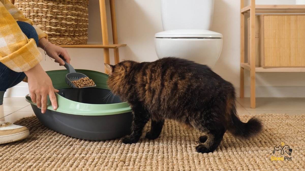 Areia-higienica-sendo-colocado-na-caixa-do-gato Seu gato faz xixi fora da caixa? Descubra o que está dando errado!