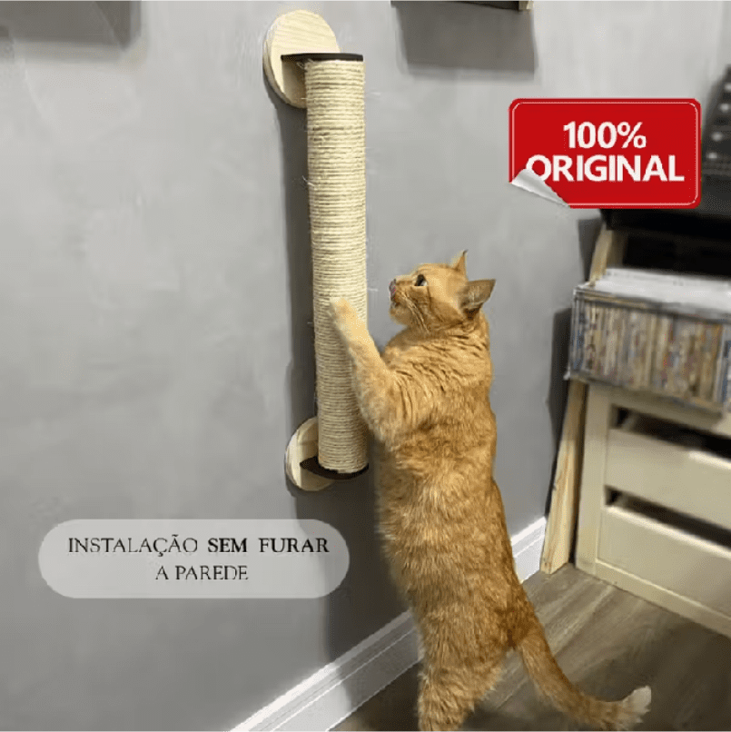 Arranhador-de-Sisal-Vertical-Premium Por que o gato arranha tudo dentro de casa — e como fazer ele parar hoje mesmo!