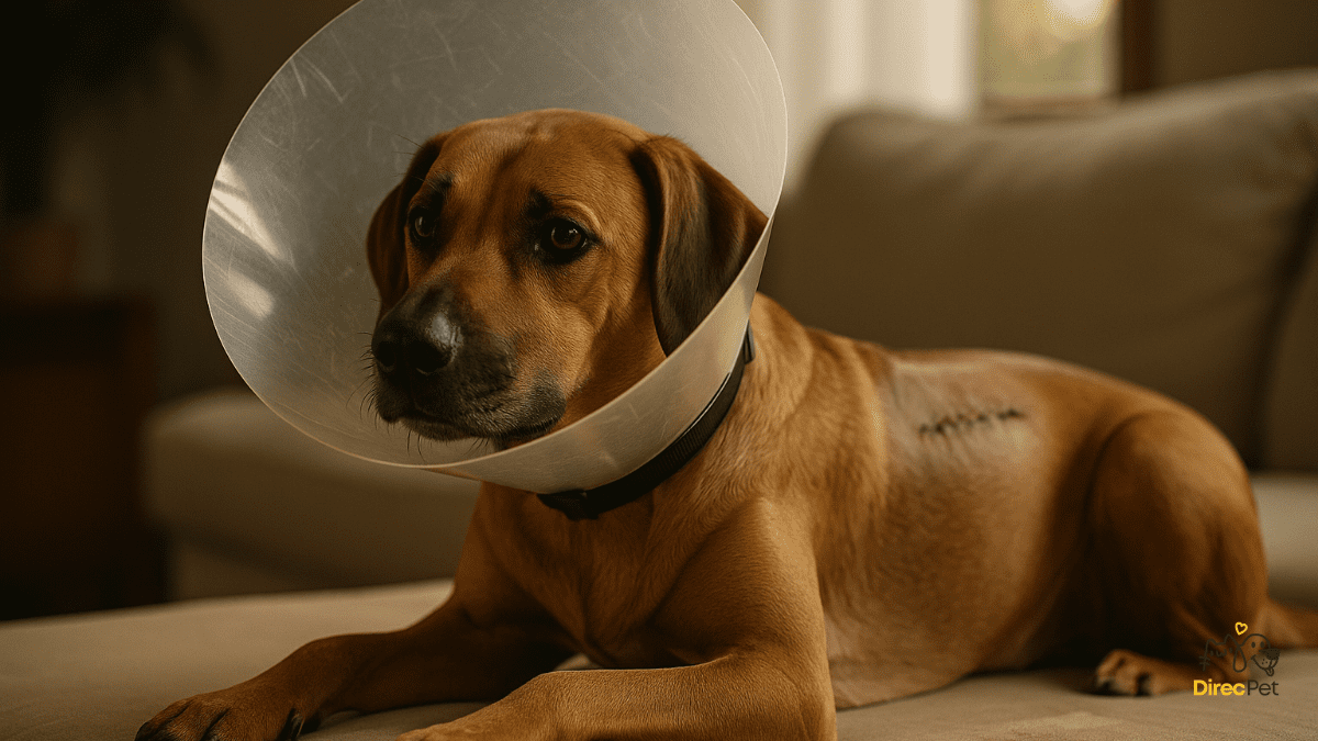 Cachorro-em-recuperacao-apos-cirurgia-de-Dermoid-Sinus- Doença: Dermoid Sinus — a malformação oculta que pode colocar a vida do seu cachorro em risco