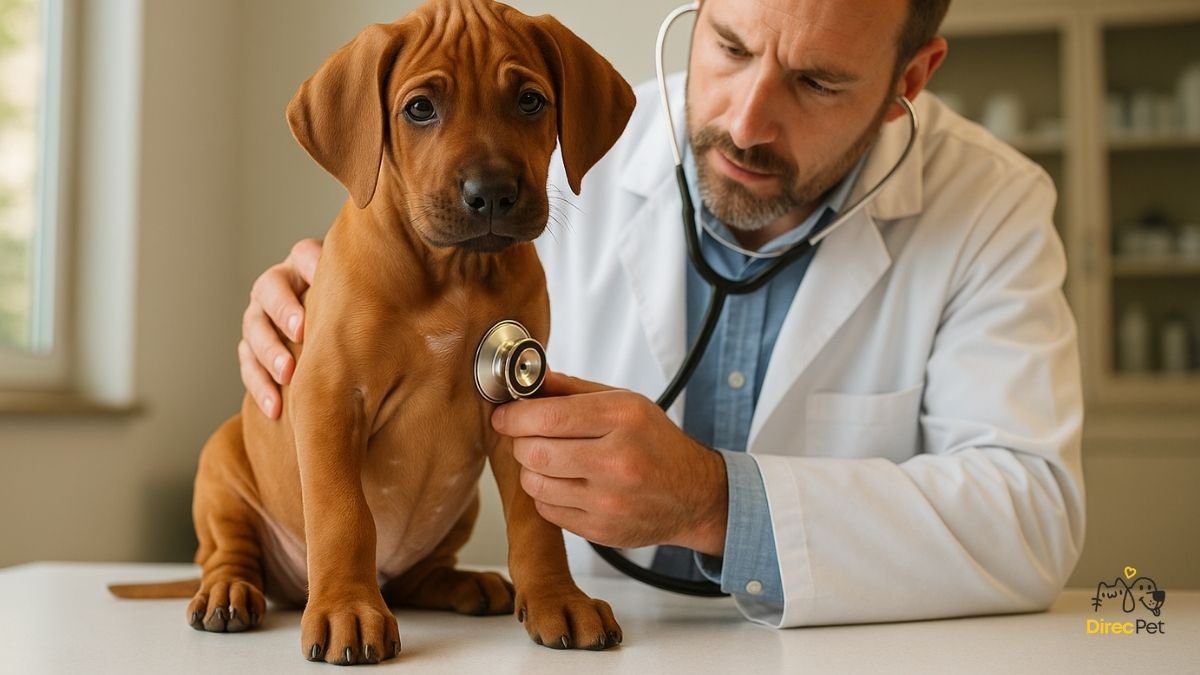 Filhotes-de-Rhodesian-Ridgeback-passando-por-exame Doença: Dermoid Sinus — a malformação oculta que pode colocar a vida do seu cachorro em risco