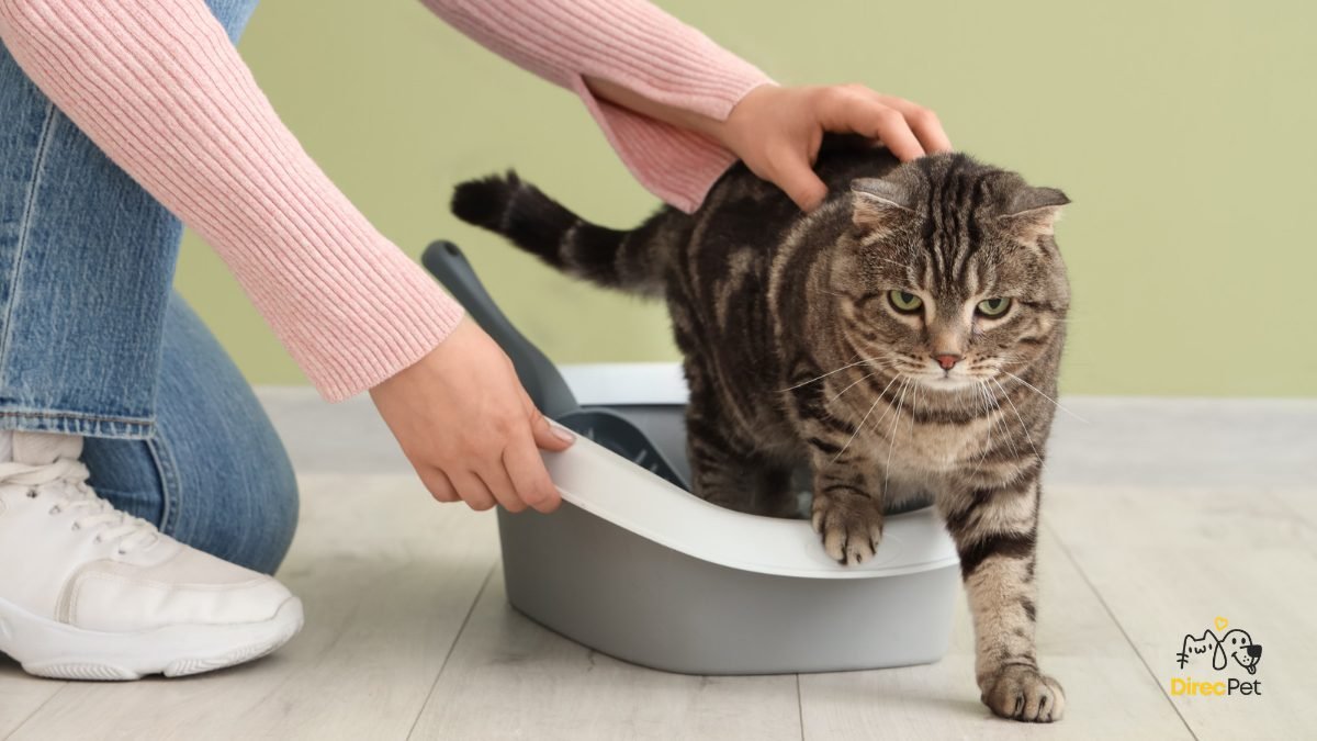 Tutor-elogiando-o-gato-apos-usar-a-caixa-de-areia Seu gato faz xixi fora da caixa? Descubra o que está dando errado!