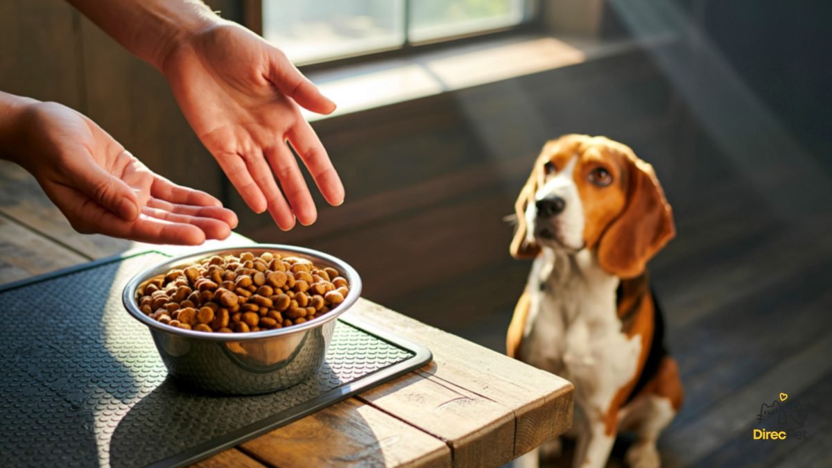Tutor-oferecendo-racao-ao-cachorro Por que os cães param de comer?