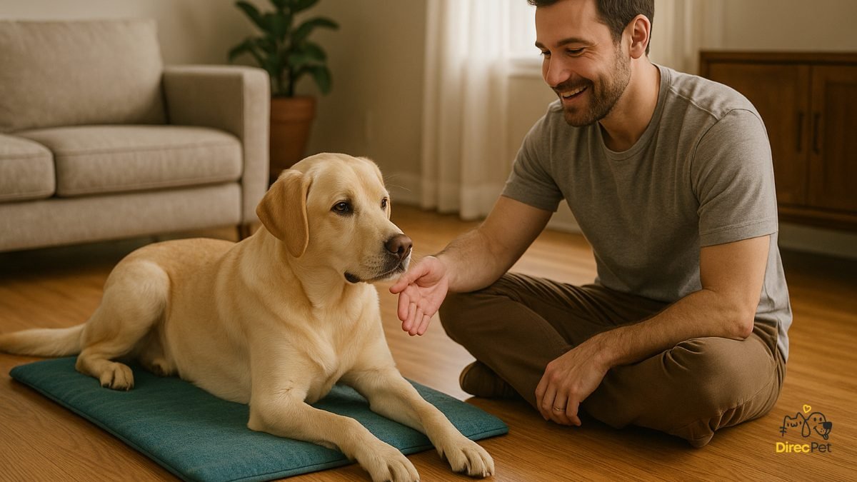 Tutor-treinando-o-mat-settle Como acalmar cães ansiosos: técnicas simples que qualquer tutor pode usar