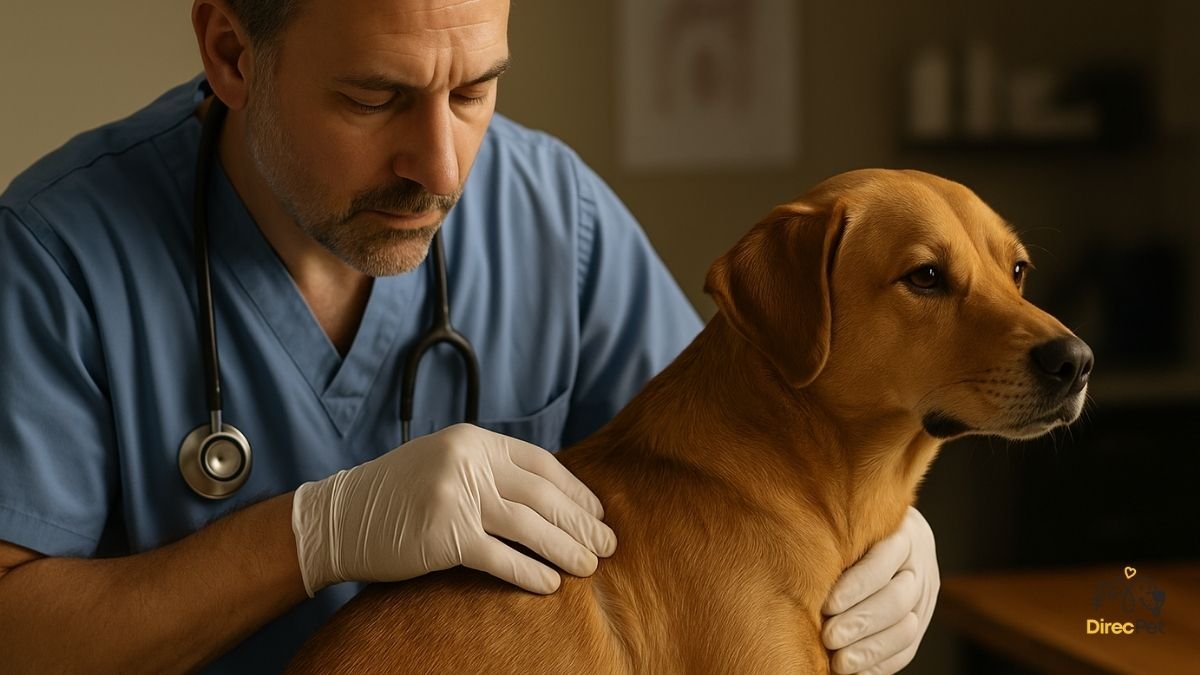 Veterinario-examinando-o-dorso Doença: Dermoid Sinus — a malformação oculta que pode colocar a vida do seu cachorro em risco