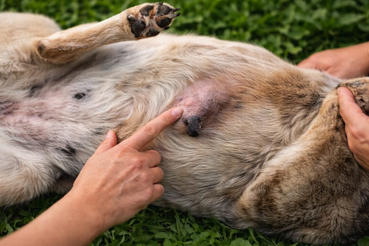 tutor-examinando-caroco-no-cachorro-em-casa Tumor em cachorros: sinais, tipos, o que fazer e quando se preocupar