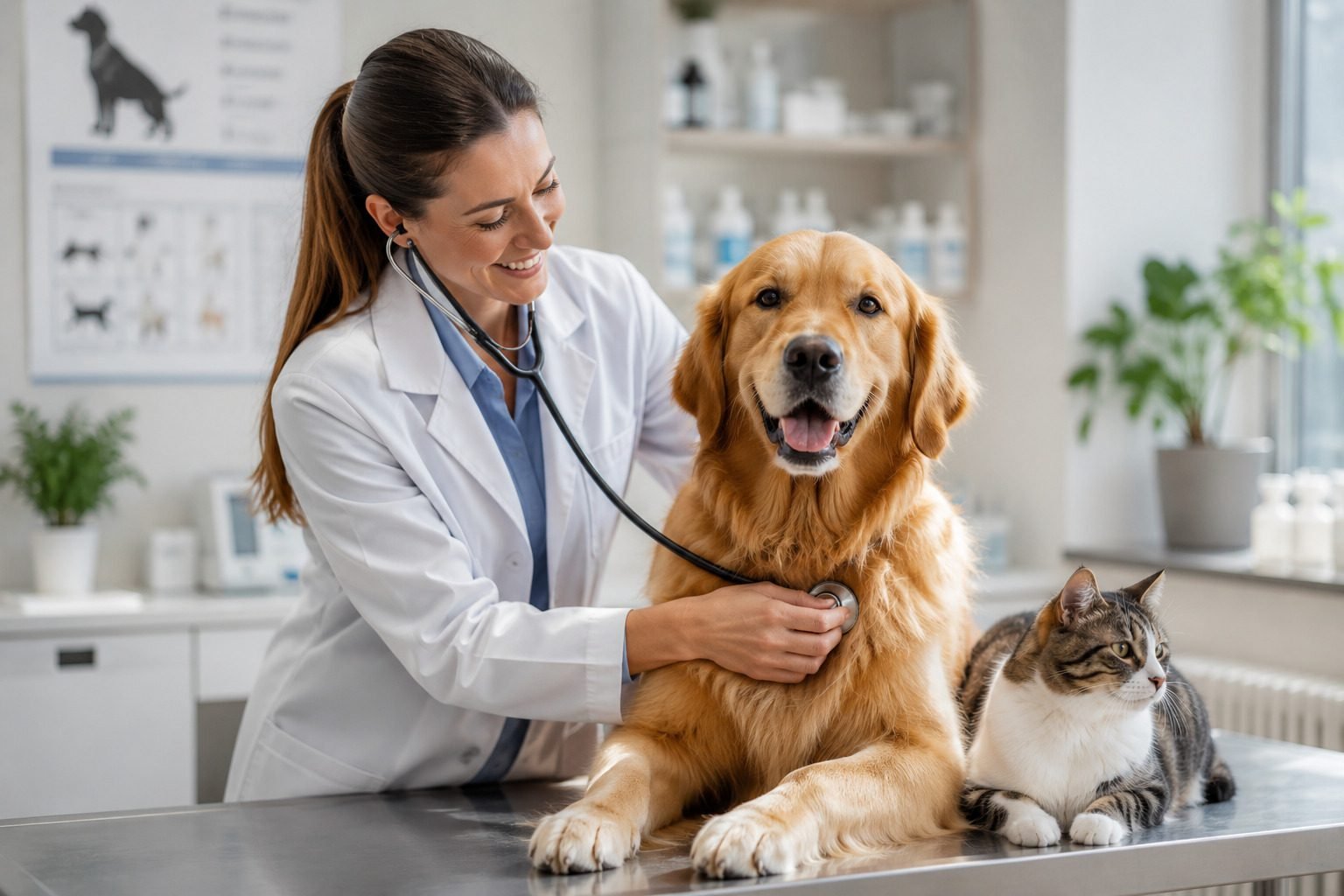 veterinario-examinando-cao-e-gato Plano de Saúde para Pets Vale a Pena? Preços 2026 e Como Escolher